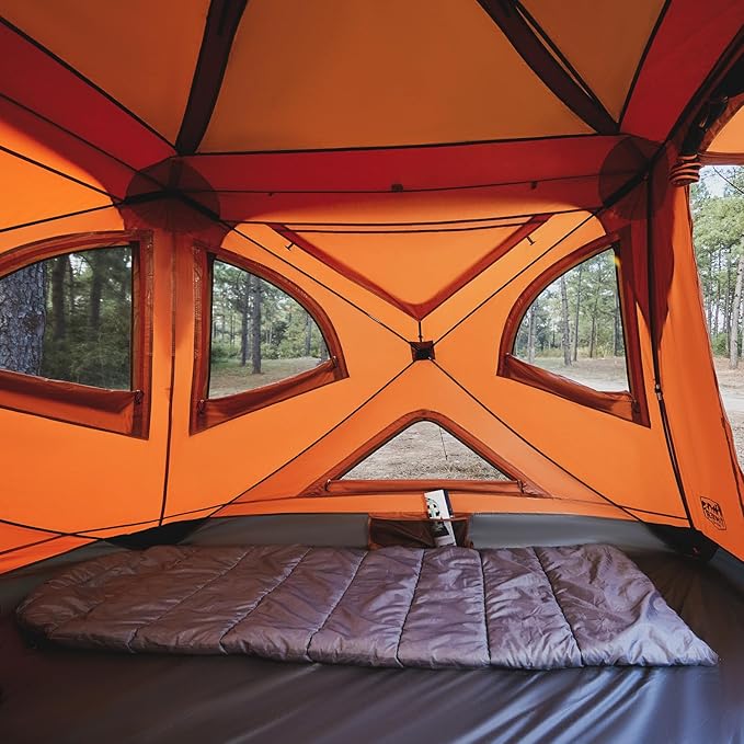TIMBER RIDGE Camping Tent, 4 Person Instant Pop Up Hub Tent with 8 Windows, Easy 60 Second Setup, Weather Resistant Family Cabin Tents with Rain Fly for Camping, Hiking, Outdoor Travel