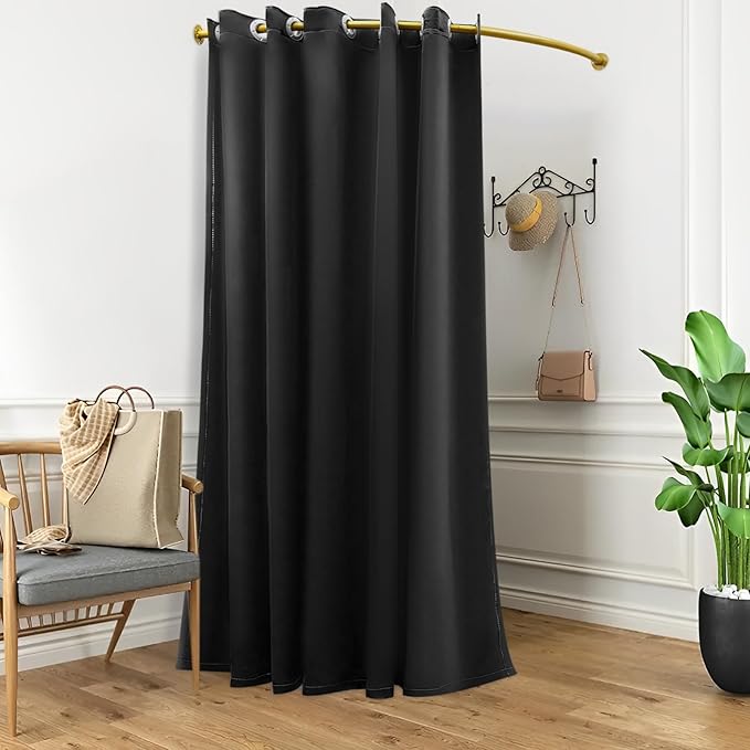 Clothing Store Fitting Room, Clothing Store Dressing Room, U-Dressing Room Privacy Protection Changing Room Divider, Dressing Room Fitting Room for Boutique, Curtain Room Divider (C-shaped-Black)