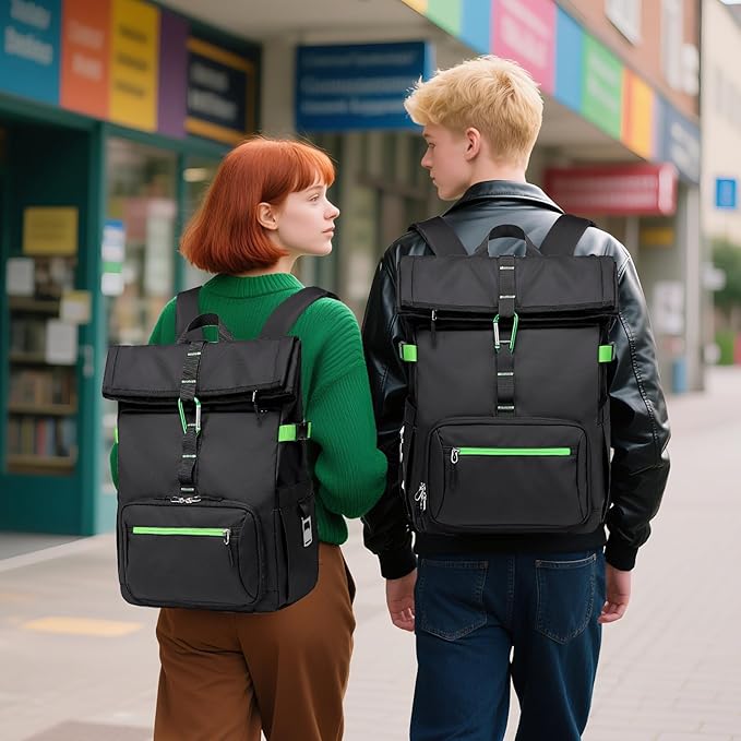 LOIDOU Lunch Backpack for Men Work, Waterproof 15.6 Laptop Backpack with Lunch Box Compartment, Insulated Lunch Bag for Business College Beach Camping Picnics, Womens Gifts Cooler Backpacks, Black