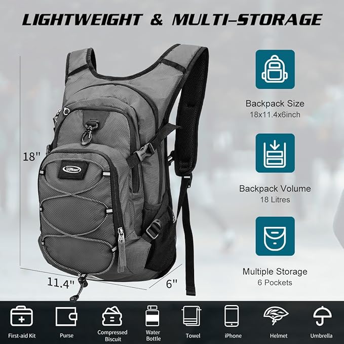 Hydration Backpack with 3L Water Bladder, Insulated Running Hydration Pack Hydropack, Lightweight Water Backpack for Hiking Cycling Camping Biking for Men Women