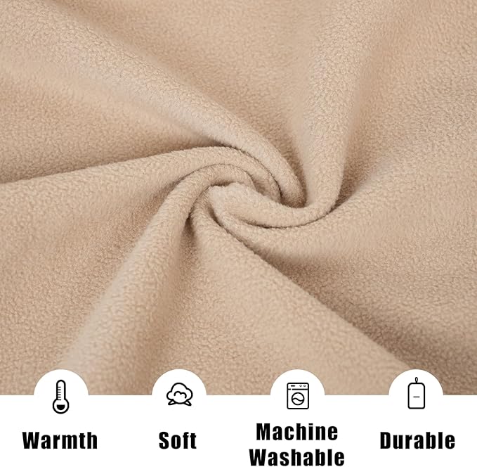 Outdoor Camping Blanket, Poncho Wearable Pocket Blankets, 74.5 in * 63 in, Warm, Comfy, Durable & Portable, Machine Washable, for Stadium, Concerts, Car Travel, Sports, Hiking, Sofa. (Khaki)