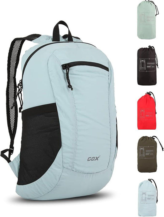 GOX Foldable 20l Backpack For Travel Lightweight Hiking Packable Daypack for Men Travel Camping Outdoor Bag Women (Sky Blue)