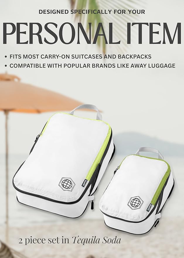 Compression Packing Cubes Set for Carryon Suitcases- Lightweight, Durable Clothes Organizer