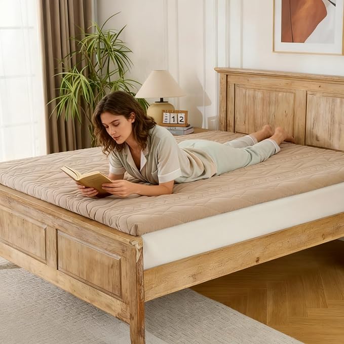 Japanese Floor Mattress Futon Mattress, 100% Cotton Washable Cover, Roll Up 2.5" Thick Tatami Mat, Portable & Foldable Floor Bed Mattress for Sleeping, Guest Room, Dormitory (Twin, Coffee)