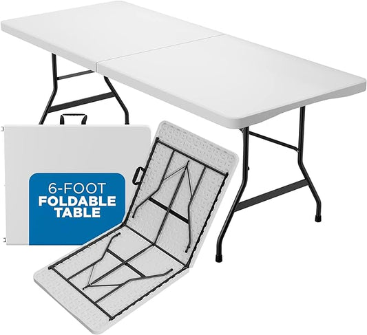 Sorfey Folding Table 6-Foot X 30 inch, White Plastic