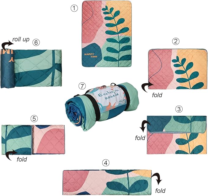 Exclusivo Mezcla Waterproof Picnic Blanket 60x80 Inches Large Multicolor Floral Polyester Sandproof Modern Camping Blanket