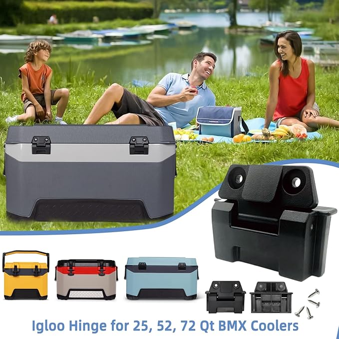 2PCS Cooler Hinges for Igloo 25, 52, 72 Qt BMX Latch Replacement Parts,Cooler Replacement Hinges (25-52-72 Qt BMX)