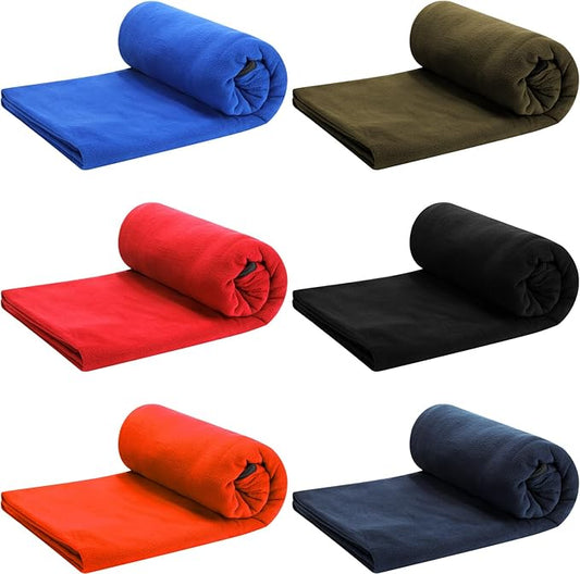 Preboun 6 Pcs Fleece Sleeping Bag Liner Adult Warm Sleeping Bag Liners Cold Weather 70.9 x 31.5 Inch Zippered Camping Sleep Sack Lightweight Sheet for Camping Backpacking Travel, Assorted Color