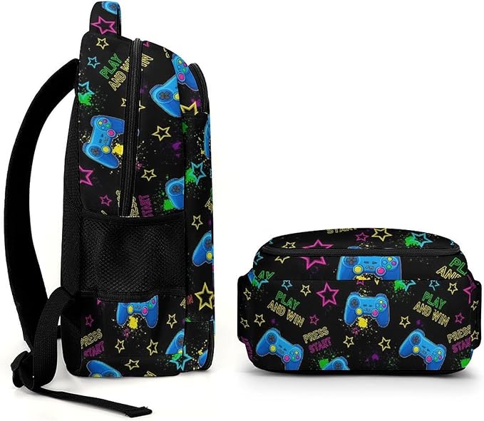 Travel Laptop Backpack Cool Blue Video Game Weapon Games Pattern for Men Women, Water Resistant Business Anti Theft Computer Bag with Multi Compartments for College Work Hiking