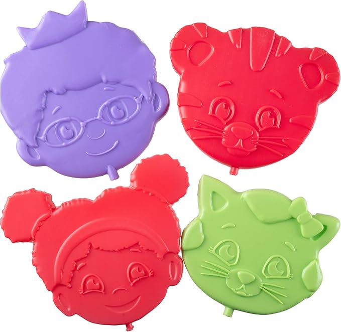 Daniel Tiger Reusable Hard Ice 4 Multi Pack- Slim Lightweight Design, Cool Thin Freezer Packs Keeps Food Cold for Longer- Easily Fits Inside Kids School Lunch Box Bento or Insulated Bag
