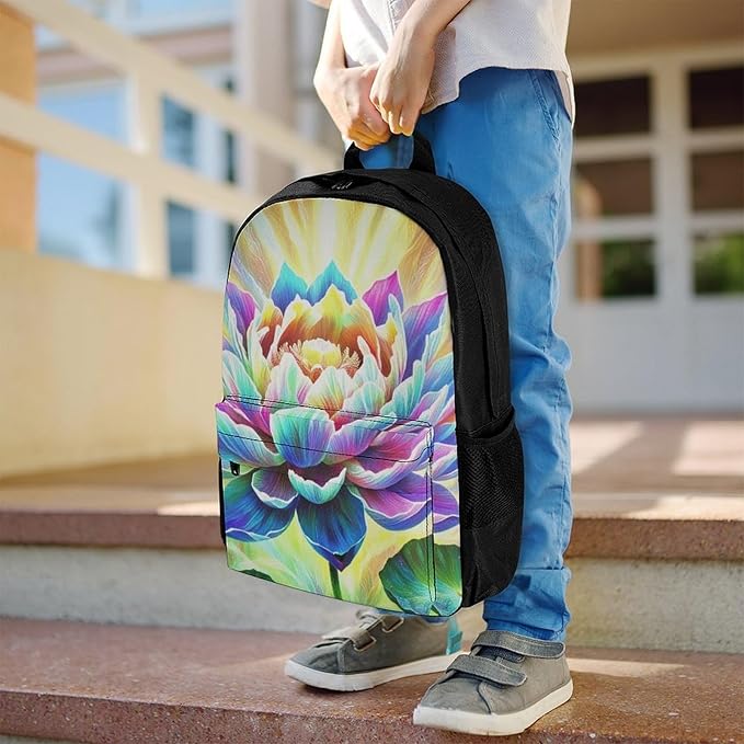 Supdreamc Daypack Bookbag Anti-Theft Multipurpose Large Capacity Bookbag, Healing Poppy Flower Travel Hiking Camping Rucksack With Adjustable Shoulder Straps