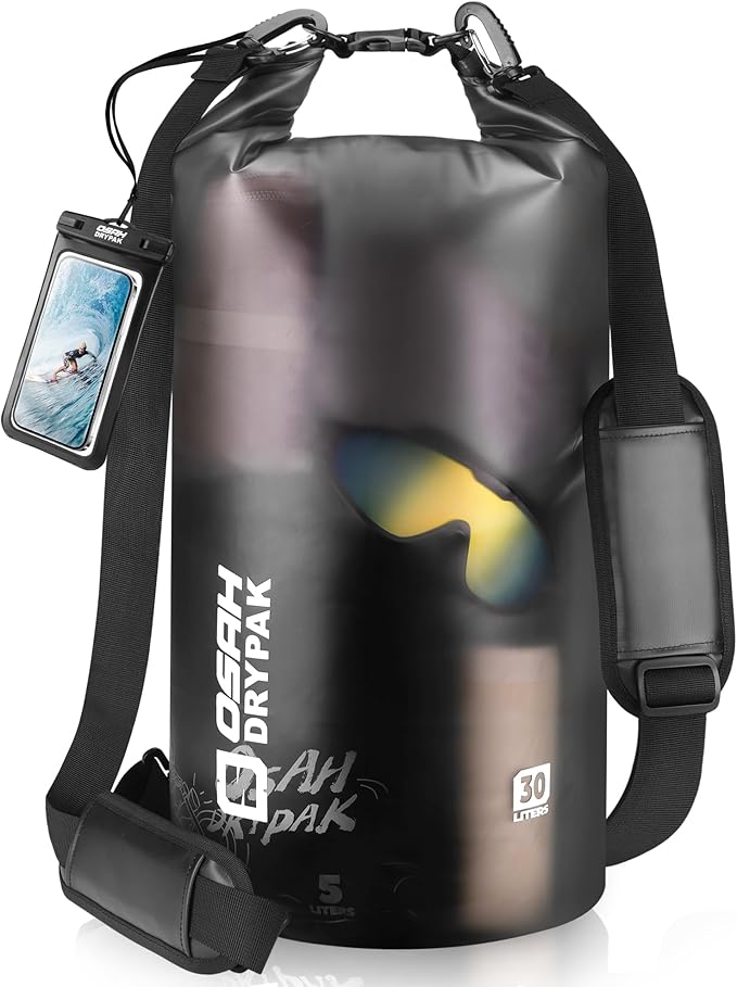 Waterproof Dry Bag, 5L/10L/20L/30L/40L Roll Top Lightweight Storage Backpack with Phone Case for Women & Men, Floating Waterproof Sack for Travel, Swimming, Kayaking, Paddle Board, Camping & Beach