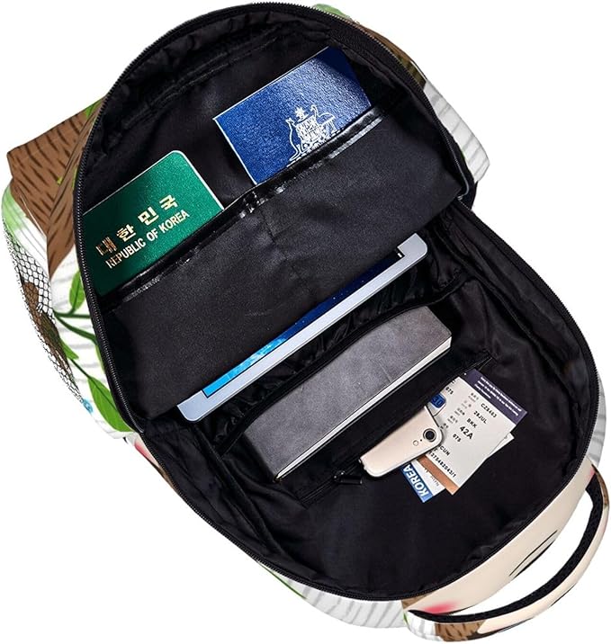 Polyester Daypack for Hiking Work Running, Big Capacity Anti-Theft Multipurpose Shoulder Bag, Cute Sloth Blue Flowers Art Travel and Sport Backpack Rucksack