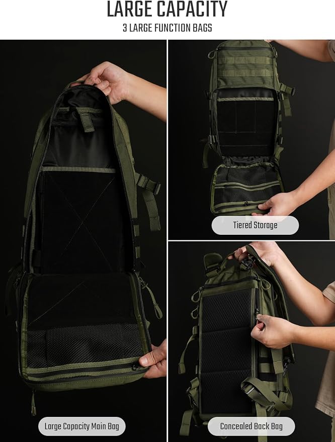TACTICAL_GEEK ModCase B2 Ultimate EDC Tactical Backpack,14L High-Capacity, Anti-Shock Laptop Compartment, Waterproof, Molle System, for Hiking, Camping, Commuting, Backpacking Daypack Rucksack, Green