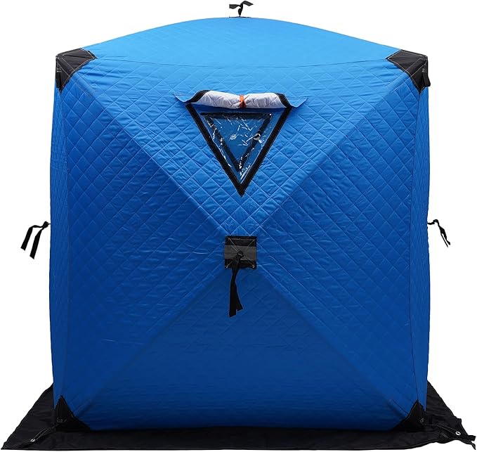 Portable 2 Person Ice Fishing Tent Insulated,Pop-up Hub-Style Ice Fishing Shelter w/Ice Nails, Thermal Ice Fishing Shanty Ice Fishing Gear for Ice Fishing