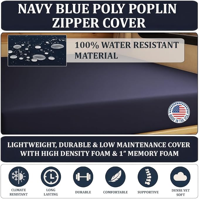 Foamma 7" x 38" x 80" Twin XL, Medium Firm with Gel Memory Foam (Water Resistant Cover), Mattress for RV Bunk, Camper, Truck & Travel Trailer, Back Support, CertiPUR-US Certified, Made in USA