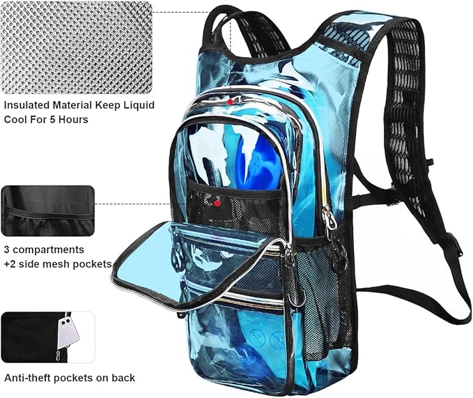 Hydration Backpack Pack, Water Backpack 20L Capacities Included 2L Hydration Bladder, Festival Essential - Rave Hydration Pack Hydropack Hydro for Hiking, Festival Gear