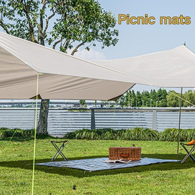Naturehike Aluminum Foil Foldable Picnic Blanket, Ultralight Ground Sheet Mat, Waterproof Camping Tarp, Sleeping Pad for Outdoor Picnic,Camping,Beaches, Storage Bag Included (74.8×74.8")