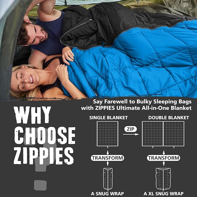 3M Thinsulate Insulation Puffy Camping Blanket for Cold Weather, Queen Size Warm Camping Quilt with Zipper, Waterproof Outdoor Sleeping Bag for Hammock, Cozy & Versatile Gift for Men and Women