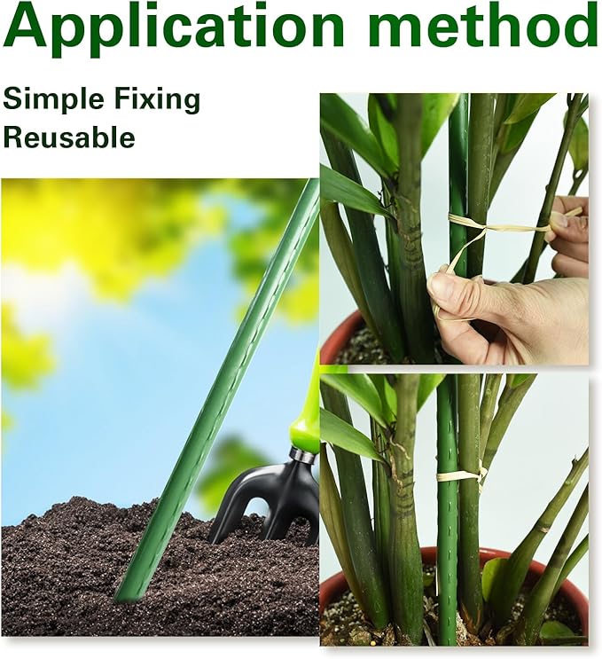 Plant Stakes 24 inch, 2ft Steel Garden Stakes 30 Pack, Sturdy Plant Support for Climbing Plants, Tomatoes, Beans, Cucumbers, Peppers, Flowers, Potted, Strengthen and Stem to Grow Better