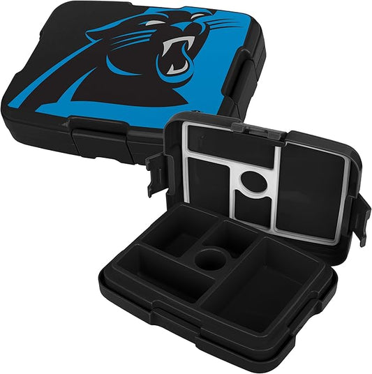 FOCO NFL Unisex-Adult Officially Licensed 2-Tone Big Logo Team Color Football Leak Proof 5 Compartment Bento Lunch Box - Carolina Panthers