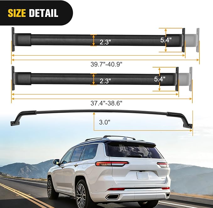 Nilight Roof Rack Cross Bars Fit for Jeep Grand Cherokee L 3-Row 2021-2026 & Grand Cherokee WL 2-Row 2022-2026 Aluminum Rails Crossbars with Adjustable Length for Rooftop Cargo Tent Carrier Kayak
