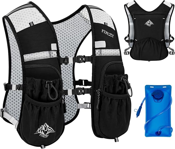 Running Hydration Vest for Women Men - Waterproof Running Water Backpack Hydration Pack with 12 Pockets, Lightweight Water Vest for Hiking Trail Cycling Marathon Race
