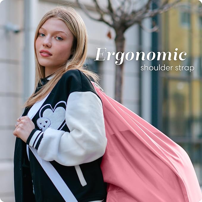 Handy Laundry Bag Shoulder Strap - Drawstring Locking Closure, Durable Material, Large Capacity, Heavy Duty Stitching, Hands Free Carrying - Perfect College Dorm (Pink, 30" x 40")