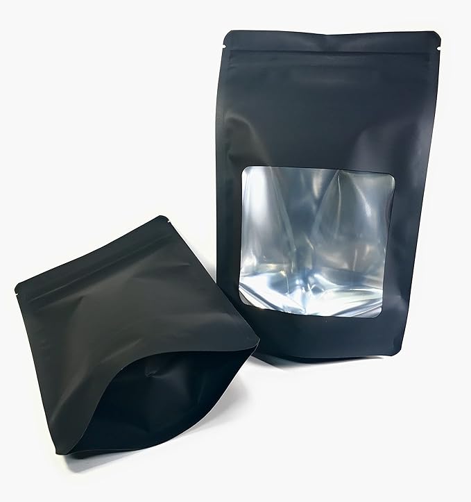 100 Pack Resealable Ounce Smell Proof Bags 6” x 9” x 3” Stand Up Zip Seal Foil Pouch. Clear Window - Not Frosted. Leak Proof, Food Grade. ROYPACK
