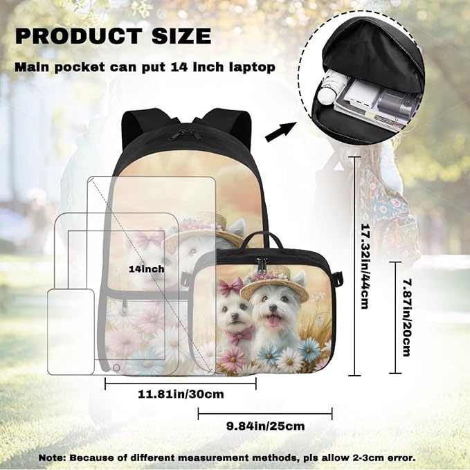 HUGS IDEA Floral Backpack for Girls with Lunch Bag Bookbag for Girls 6-8 Elementary School Backpacks 17 Inch School Bag for Teen Kids Rucksack for Hiking