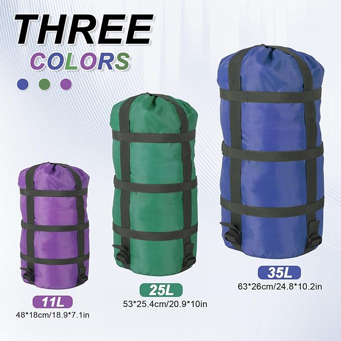 Compression Sacks Ultralight Sleeping Bag Stuff Sack Nylon Compression Stuff Sacks Water Resistant Compression Bag for Backpacking Camping Space Saving Hiking Gear Outdoor