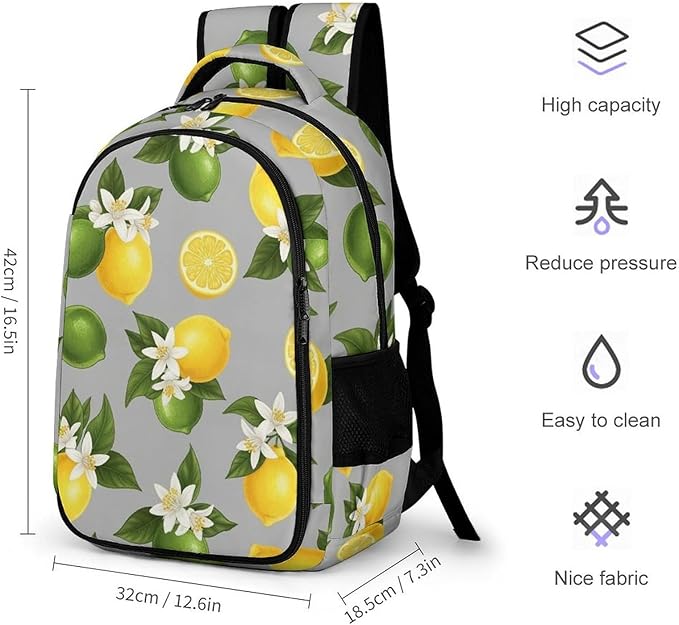 Hiking Travel Backpack Lemon Tree for Men Women, Waterproof Anti Theft Laptop Rucksack with Multi Compartments for Outdoor Sports
