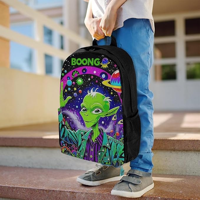Supdreamc Daypack Bookbag Multipurpose Anti-Theft Big Capacity Carry On Bag, Psychedelic Space Alien Art Travel Hiking Camping Rucksack With Padded Straps