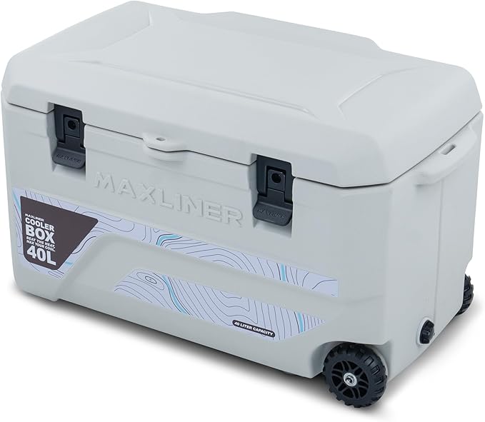 Max Cooler Box (40L) Outdoor Activities, Such as Camping, Fishing, Hiking, and picnics. Box Keeps Cold to 180 Hours (7.5 Day)