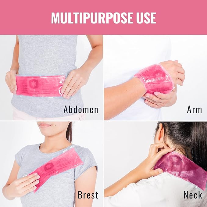 ICEWRAPS 6"x12" Flexible Gel Reusable Ice Packs for Injuries, After Surgery and Pain Relief | Neck, Knee, Hip, Back and Shoulder | Hot Cold Compress Swelling | 2 in a Pack, Pink