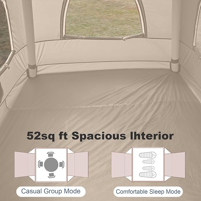 Inflatable Tents for Camping,2/4 Person Easy Setup Blow Up Tents for 4 Seasons Waterproof InflatableTent for Camping, Air Glamping Tents for Camping Adult