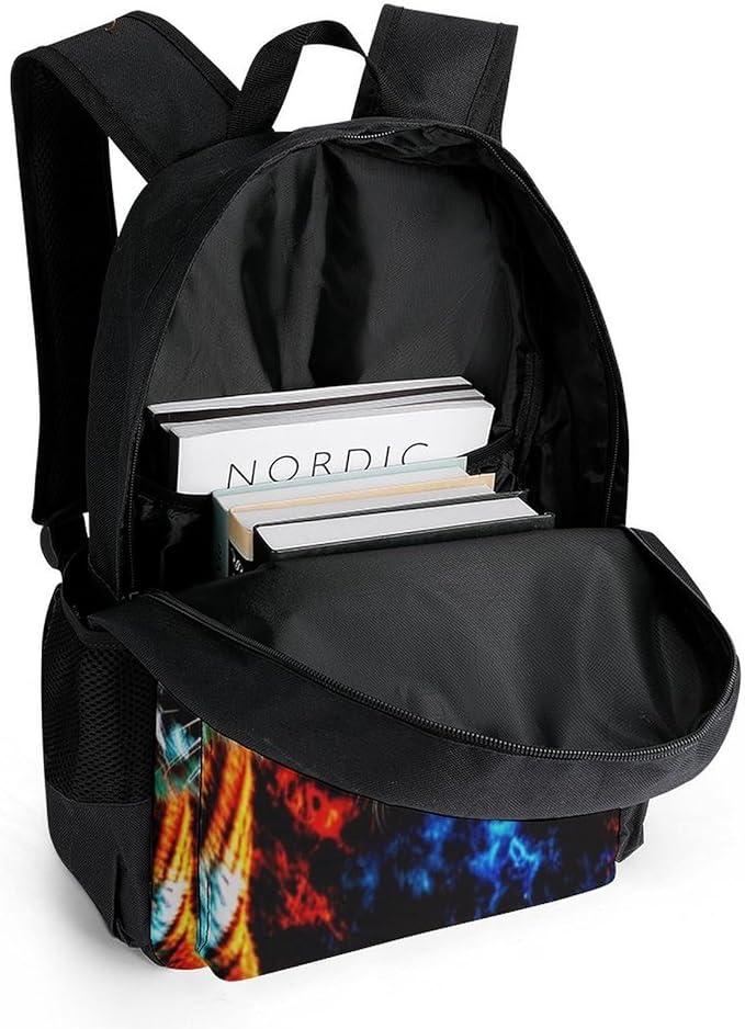 Backpack Lightweight Anti-Theft Multipurpose Trippy Red And Blue Neon Cloud Tiger Art Shoulder Bag Large Capacity Travel Hiking Backpack With Padded Straps