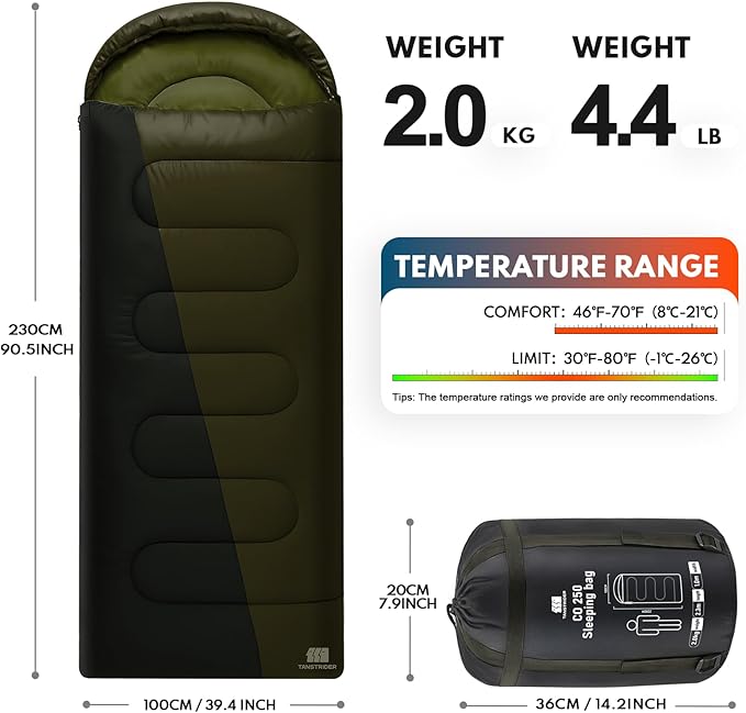 0 Degree XXL Sleeping Bags for Adults Cold Weather,Camping Sleeping Bag with Compression Sack for Winter Hiking, Hunting,Traveling