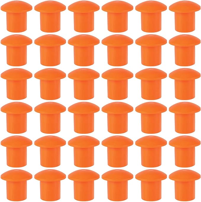 ZOENHOU 60 PCS Rebar Caps, Premium Plastic Mushroom Rebar Safety Caps Tube Screw on Rebar Stakes Feet for 0.4-1.18 Inch Rebar Stake, 2.36 x 2.17 Inch, Orange