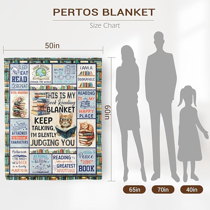 Book Lovers Gifts, Gifts for Readers, Book Club Librarian Bookworm Bookish Reading Throw Blanket 60" X 50"