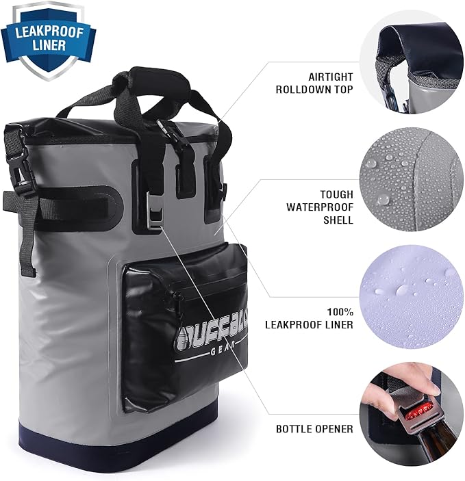 Buffalo Gear Cooler Backpack18L,30L Leakproof Camping Backpack Cooler Insulated Cooler for Picnic Beach Hiking Park Fishing