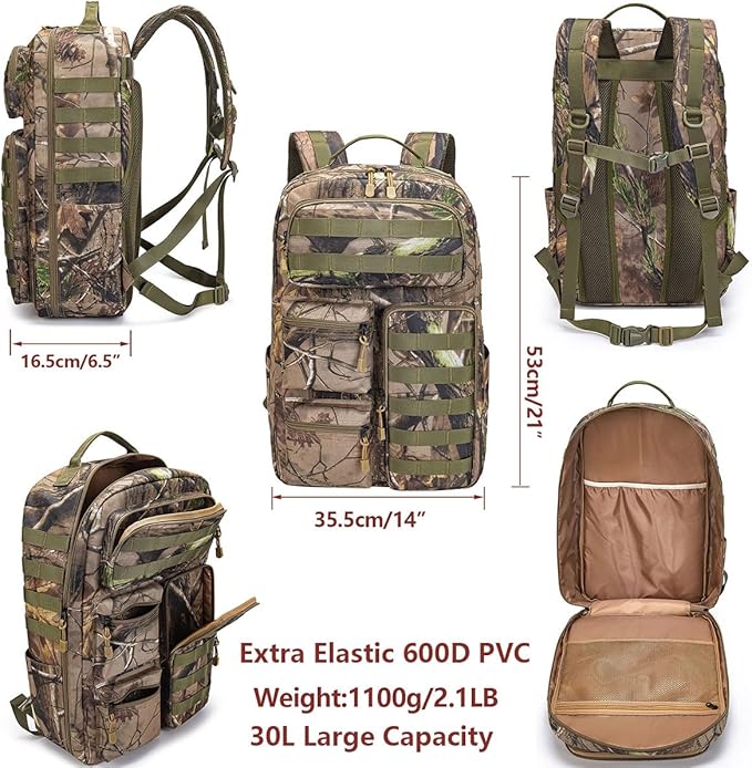 Tactical Camo Backpack for Men Women Waterproof Durable MOLLE Backpack Camping Hunting Emergency Preparedness