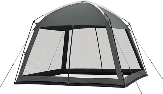 12 x 12 FT Camping Screen Tent for 8-10 Person, Easy Setup Screen House with UV 50+ Sun Protection & Mosquito Net for Camping, Backyard, Picnic, Patio Outdoor Gray