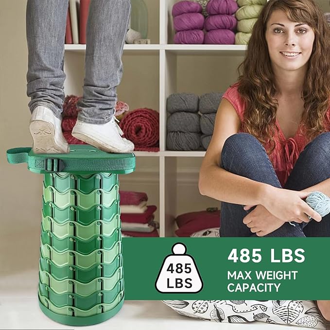 Collapsible Stool Chair with Padded Cushion Seat, Easy Carry Portable Folding Stool for Adults, Quick-Fold Heavy-Duty Stool with Carry Bag for Camping, Fishing, Beach