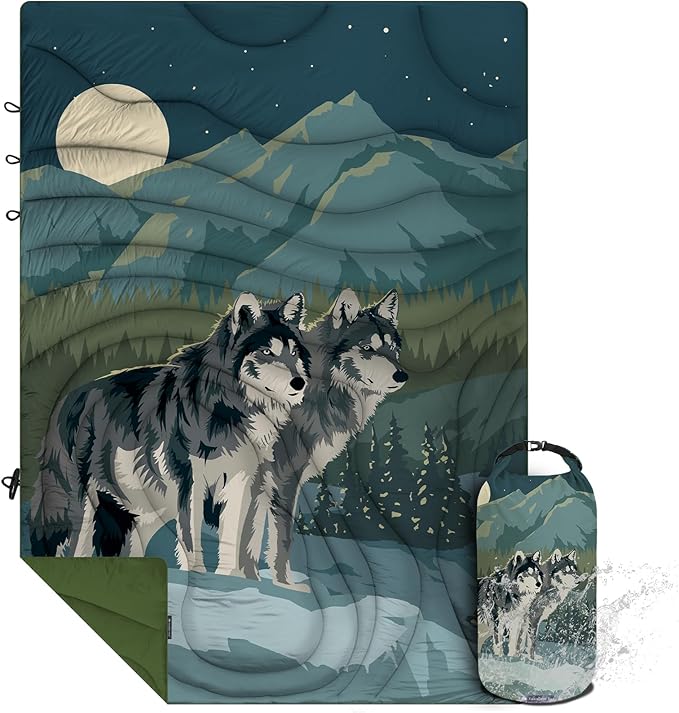 Camping Blanket Puffy - Outdoor Stadium Blanket Wearable, Lightweight, Packable, Machine Washable Camping Quilt for Traveling, Picnic, Beach, Party