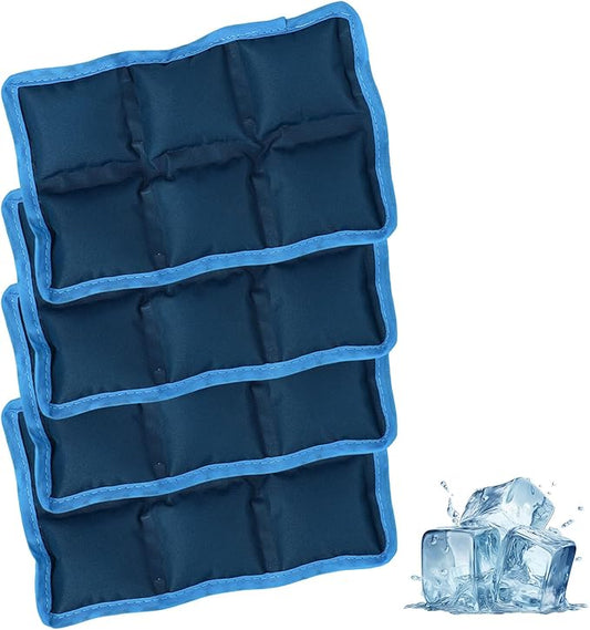 4pcs Reusable Lunch Box Ice Packs, Polyester Long Lasting Cold Packs Blocks Freezer Ice Bag Versatile Cool Cooler Accessories for Adventuring Fishing Camping Climbing Outdoor Activities (Blue)
