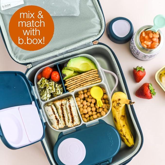 b.box Insulated Food Jar Mini | Small Snack Container for Babies and Kids | Double Wall Stainless Steel | Keeps Food Cold for 6hrs, Warm for 4hrs | (Blue Camouflage, 7 oz)