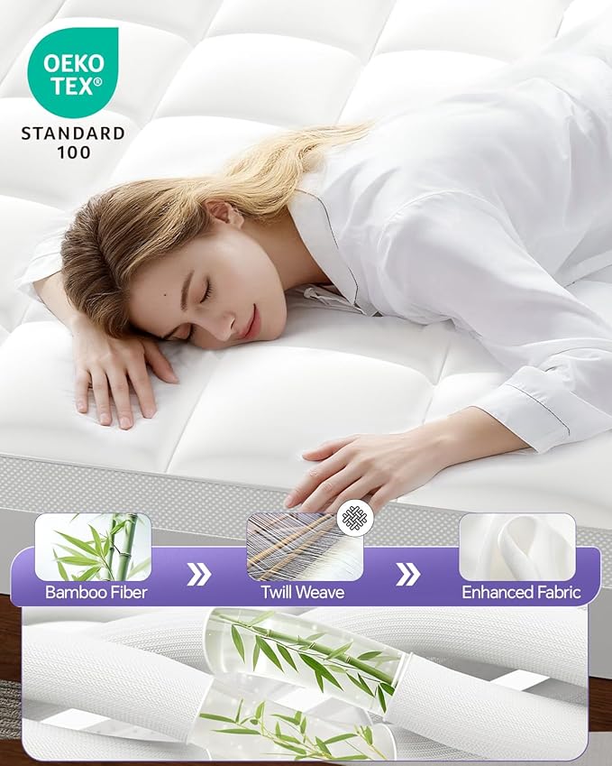 Dual Layer 5 Inch Memory Foam Mattress Topper Full - 3 Inch Pillow Top Mattress Pad and 2 Inch Gel Memory Foam, 7-Zone Egg Crate Full Size Mattress Topper (Cream)