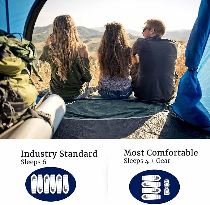 4 Person Easy Pop Up Tent, Waterproof, Automatic Setup,2 Doors-Instant Family Tents for Camping, Hiking & Traveling