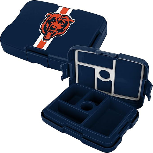 FOCO NFL Unisex-Adult Officially Licensed Team Color Stripe Primary Logo Football Leak Proof 5 Compartment Bento Lunch Box - Chicago Bears